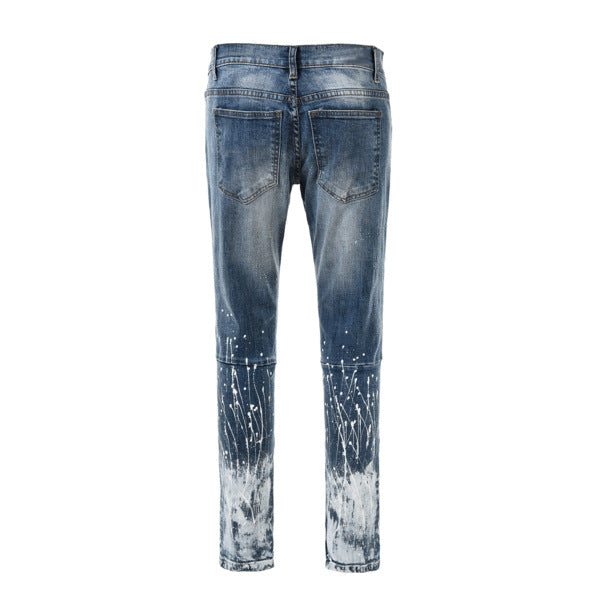 European and American High Street ink Splashing Jeans