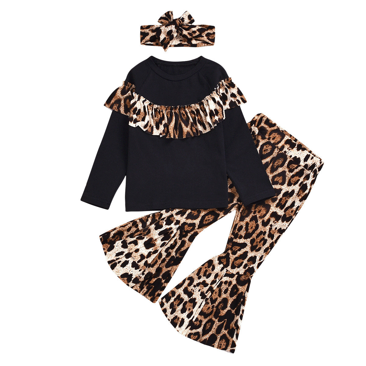 European And American Style Girls Leopard Print Suit