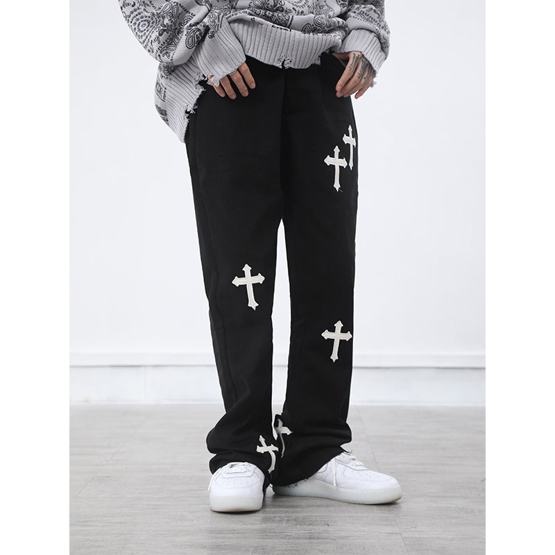 Straight Tube Wide Leg Cross Trousers