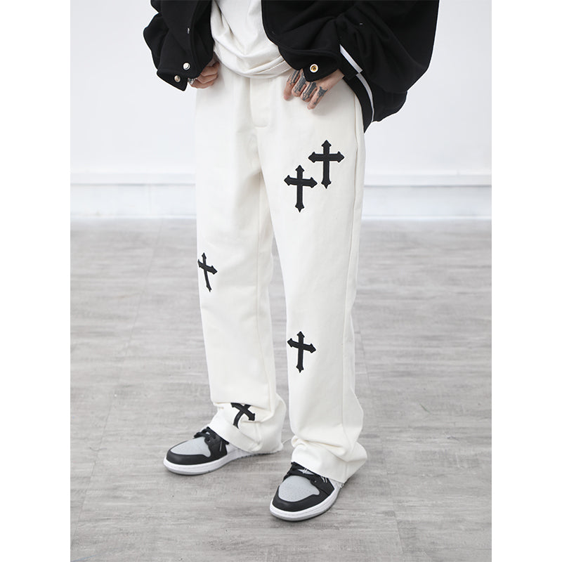 Straight Tube Wide Leg Cross Trousers