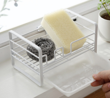 Household Rack Kitchen Sponge Pot Brush Drain Basket Scouring Pad Kitchen Gadgets Drying Creative Rack Shelf 