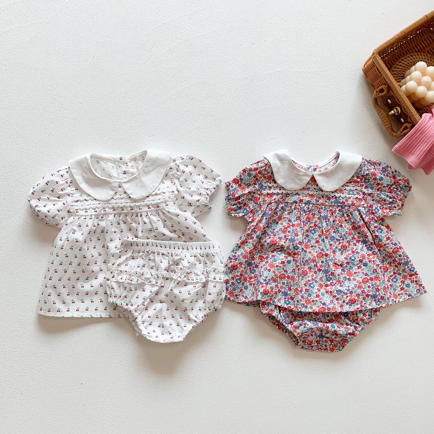 Summer Korean Floral Baby Short Sleeve Two-Piece Suit