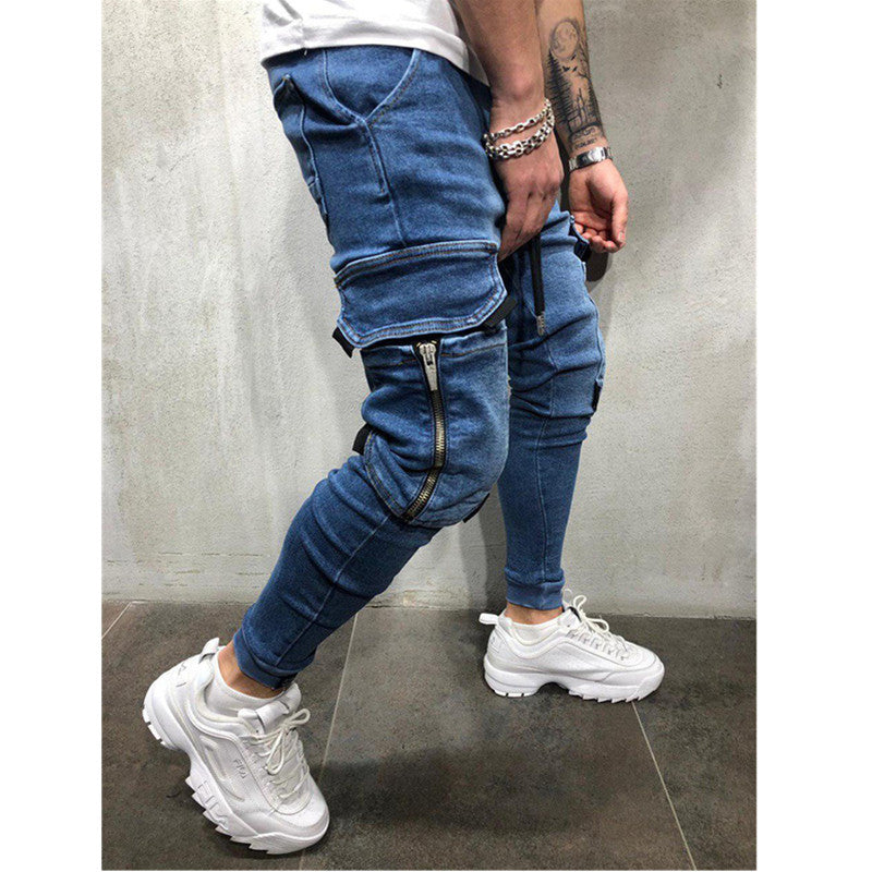 Men's Hip-Hop Washed Casual Sports Pants And Jeans