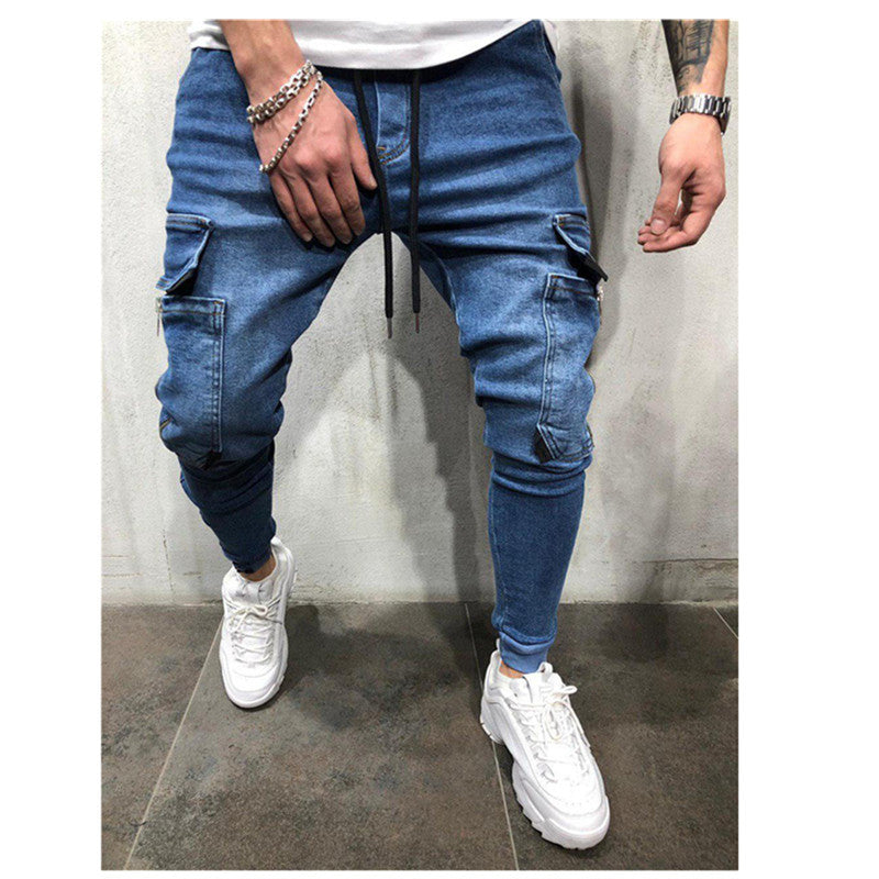 Men's Hip-Hop Washed Casual Sports Pants And Jeans