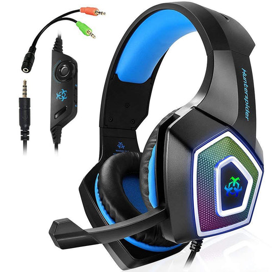 Head-Mounted Gaming Headset RGB Colorful Wired Headset With Wheat