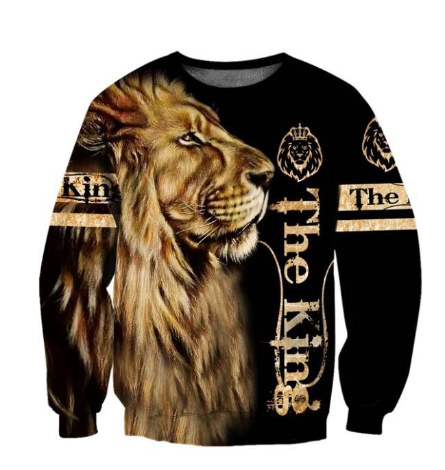 Lion 3D Digital Printing Zipper Shirt With Hood