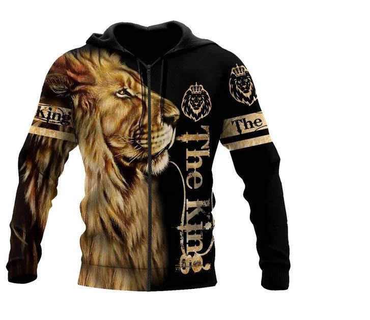 Lion 3D Digital Printing Zipper Shirt With Hood