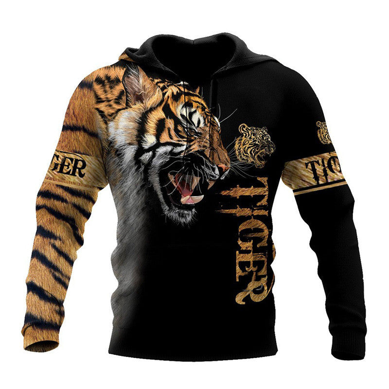 Lion 3D Digital Printing Zipper Shirt With Hood