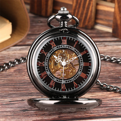 Manual Mechanical Pocket Watch With Hollow Carved Pattern