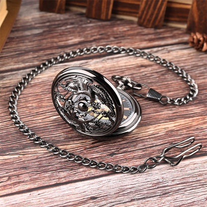 Manual Mechanical Pocket Watch With Hollow Carved Pattern