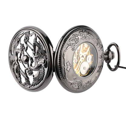 Manual Mechanical Pocket Watch With Hollow Carved Pattern