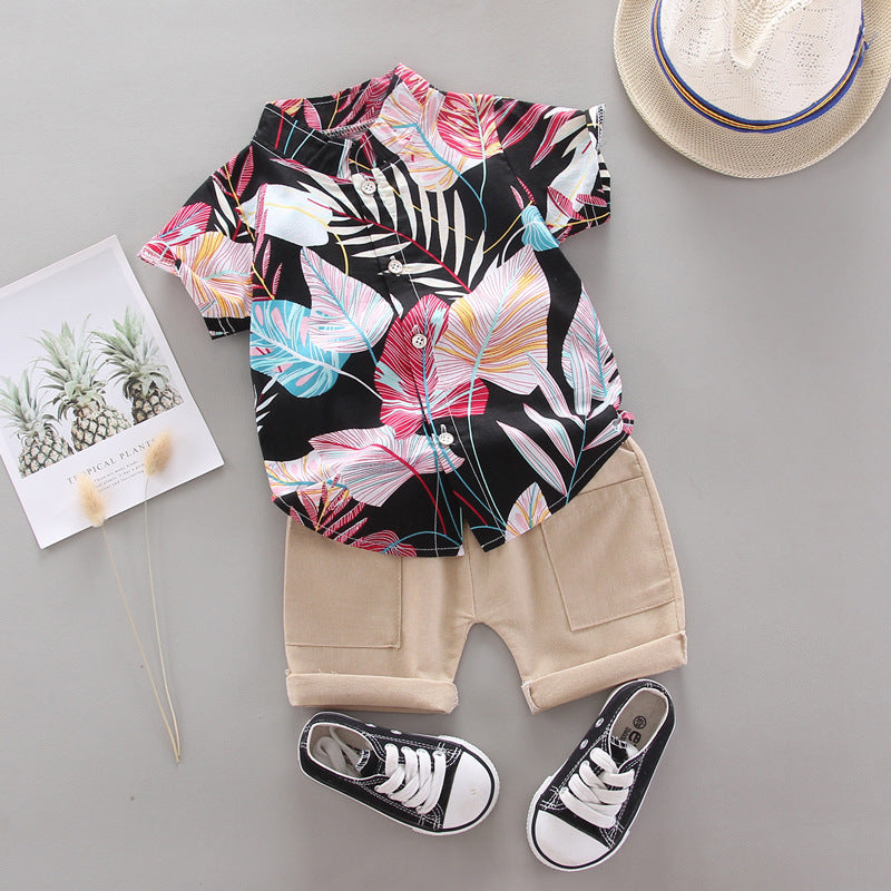 Fashion Children's Short-Sleeved Printed Shirt Set