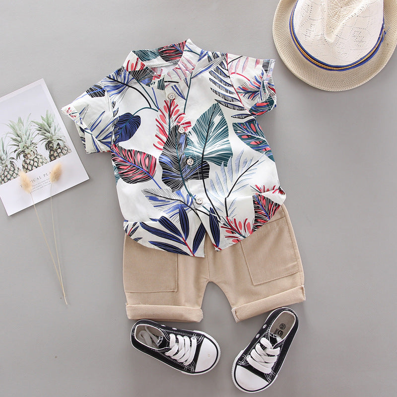 Fashion Children's Short-Sleeved Printed Shirt Set