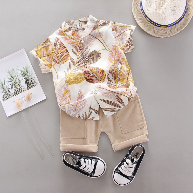 Fashion Children's Short-Sleeved Printed Shirt Set