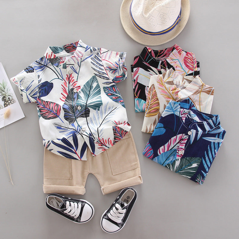 Fashion Children's Short-Sleeved Printed Shirt Set