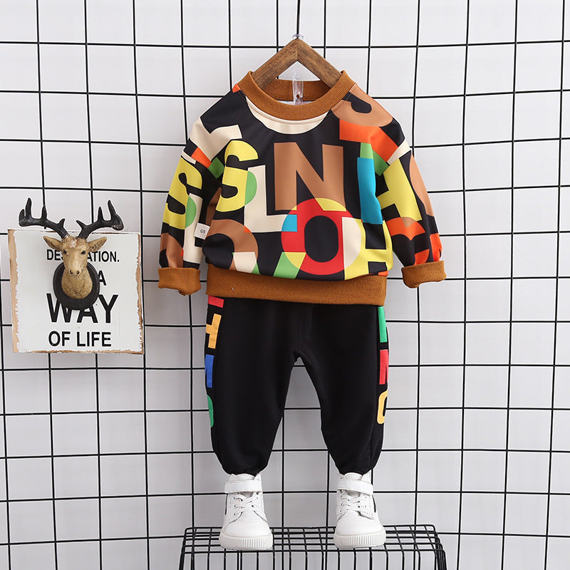 Alphabet hooded boy's hoodie suit