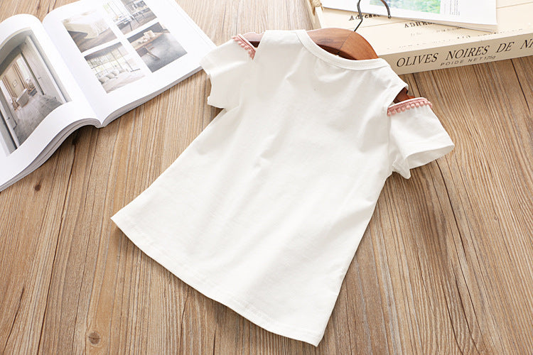 Rabbit Off-shoulder Short-sleeved T-shirt Puffy Skirt Suit