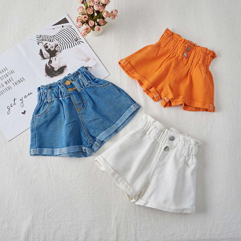 Girls Cowboy Summer Relaxed High Waist Shorts