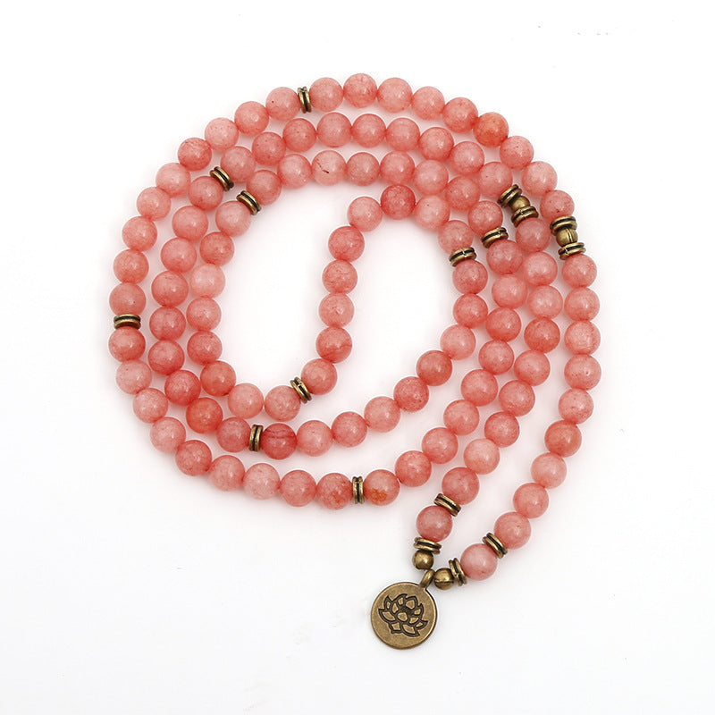 Mashan Jade Watermelon Red Bracelet Lotus Buddha Pendant Necklace