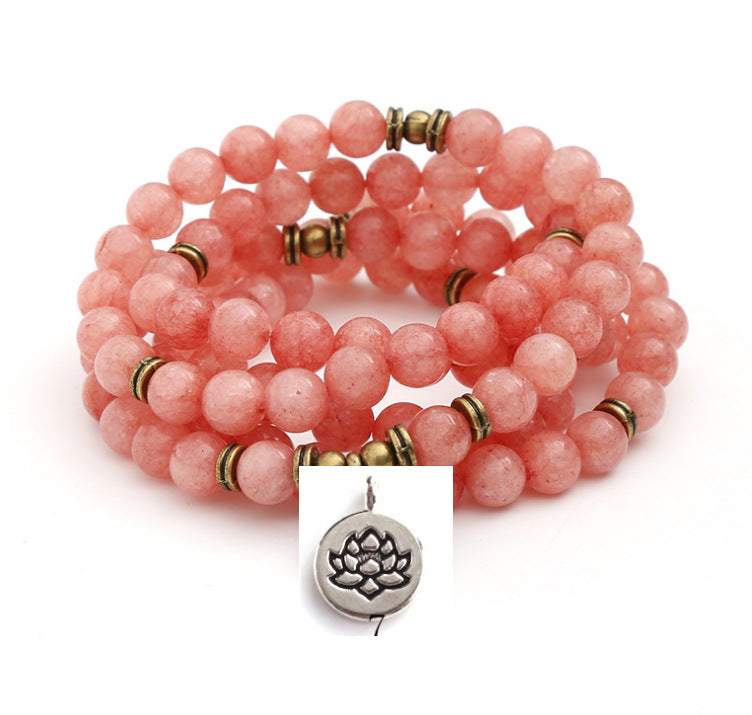 Mashan Jade Watermelon Red Bracelet Lotus Buddha Pendant Necklace