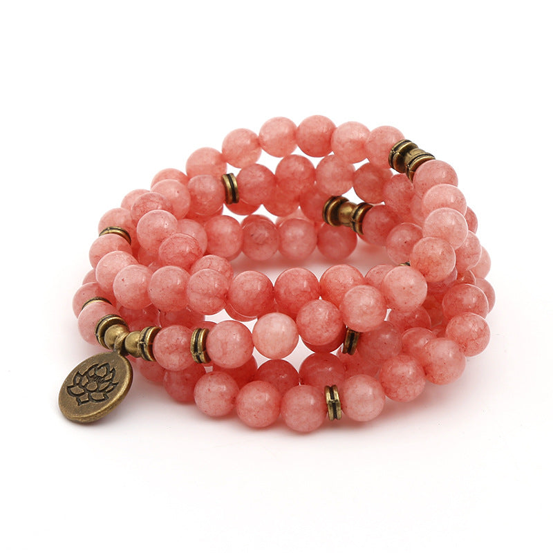 Mashan Jade Watermelon Red Bracelet Lotus Buddha Pendant Necklace