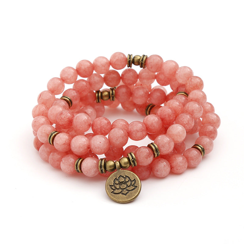 Mashan Jade Watermelon Red Bracelet Lotus Buddha Pendant Necklace