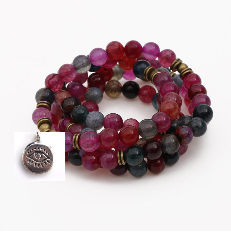 Tourmaline Agate Bracelet Buddha Bead Lotus Pendant Bracelet