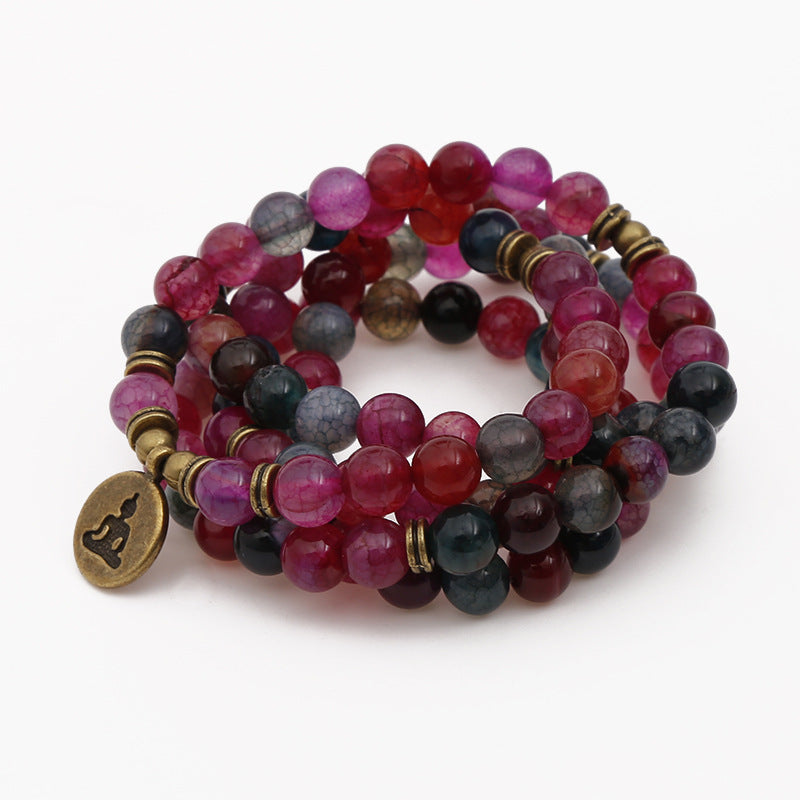 Tourmaline Agate Bracelet Buddha Bead Lotus Pendant Bracelet