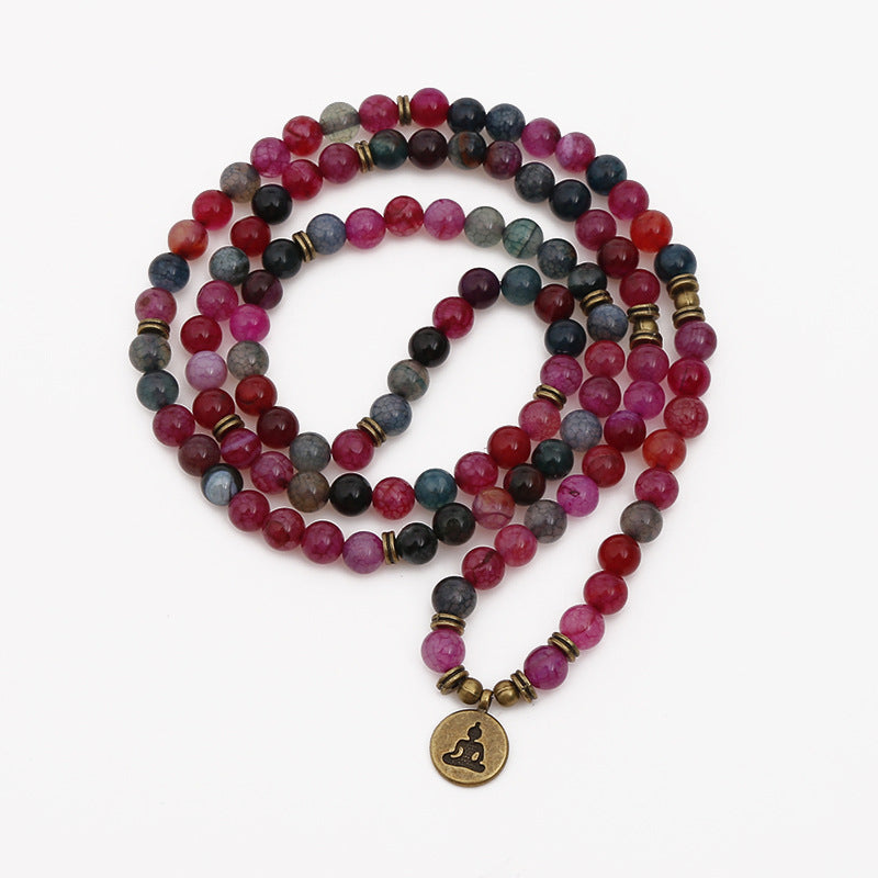 Tourmaline Agate Bracelet Buddha Bead Lotus Pendant Bracelet