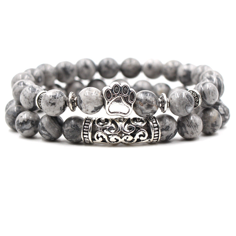 Agate Stone Lion Head Buddha Head Elbow Set Men And Women Fashion Bracelet