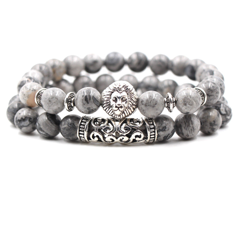 Agate Stone Lion Head Buddha Head Elbow Set Men And Women Fashion Bracelet