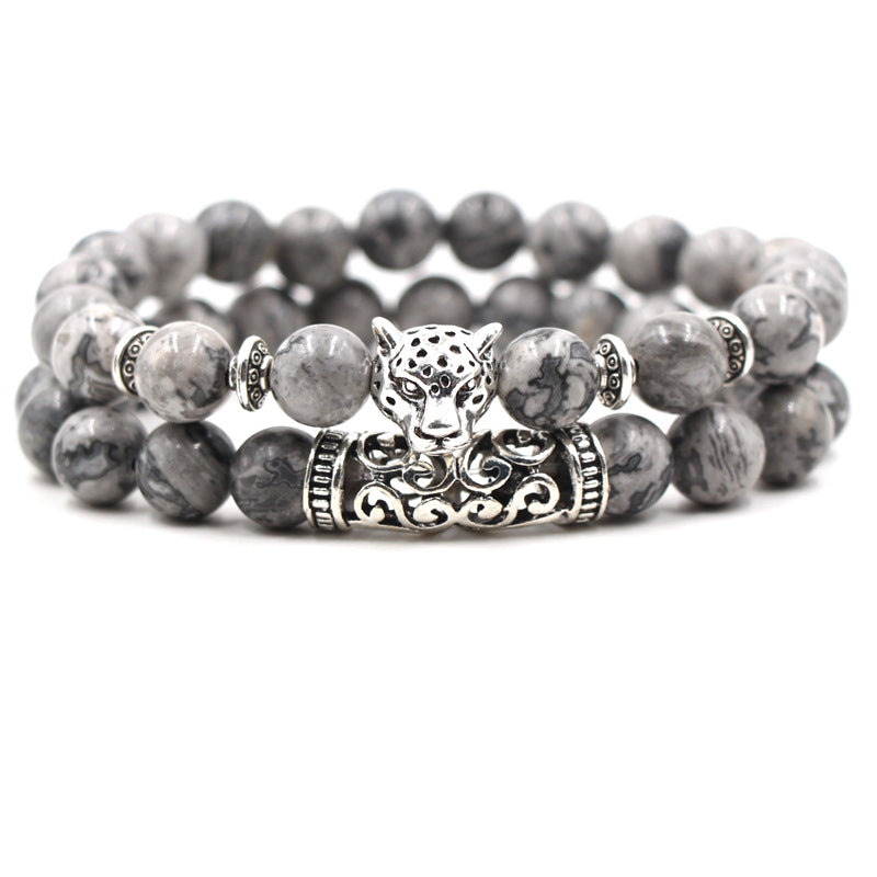 Agate Stone Lion Head Buddha Head Elbow Set Men And Women Fashion Bracelet