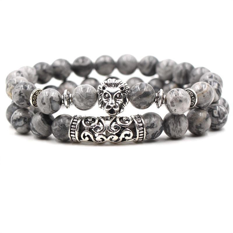 Agate Stone Lion Head Buddha Head Elbow Set Men And Women Fashion Bracelet