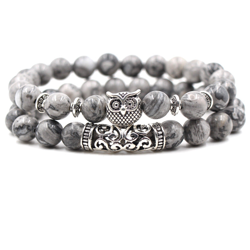 Agate Stone Lion Head Buddha Head Elbow Set Men And Women Fashion Bracelet