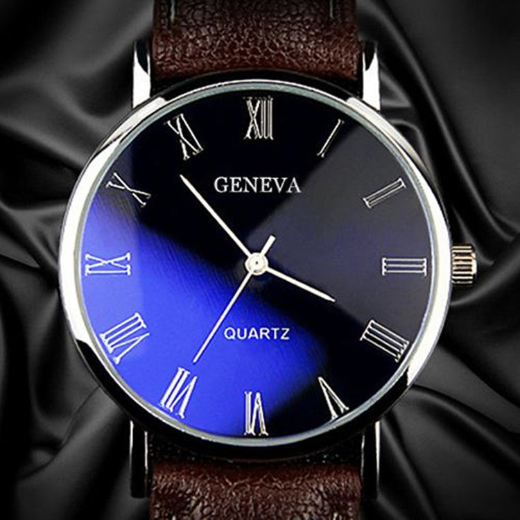 Watch Fashion Blu-ray Roman Literal Business Men's Watch Brand Quartz Watch