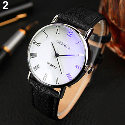 Watch Fashion Blu-ray Roman Literal Business Men's Watch Brand Quartz Watch