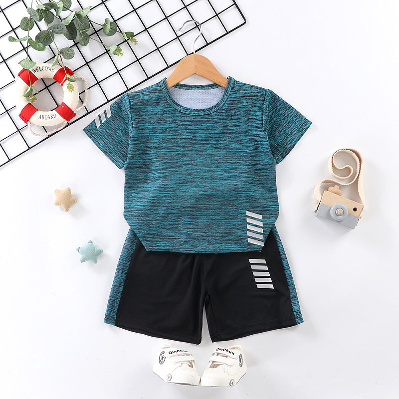 Boys And Girls Summer New T-Shirt Shorts Two-Piece Suit