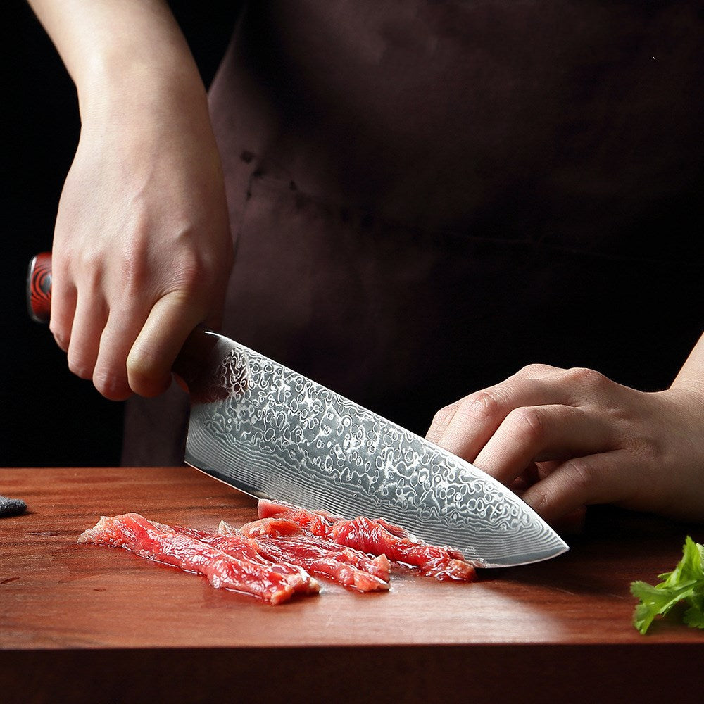 Japanese Steel Santoku Knife Pattern Steel Knife 