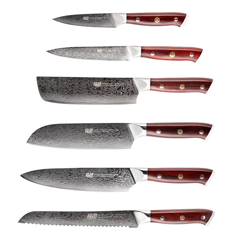 Damascus Six-piece Knife Set Chef's Special Knife 