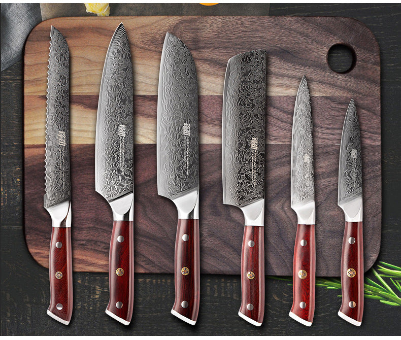 Damascus Six-piece Knife Set Chef's Special Knife 