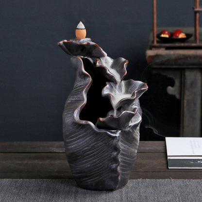 Small Lotus Backflow Smoke Incense Burner Ceramic Antique Tower Incense Burner