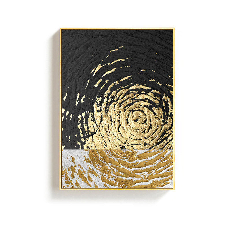 Simple Black And White Gold Leaf Annual Ring Living Room Decoration Paintings