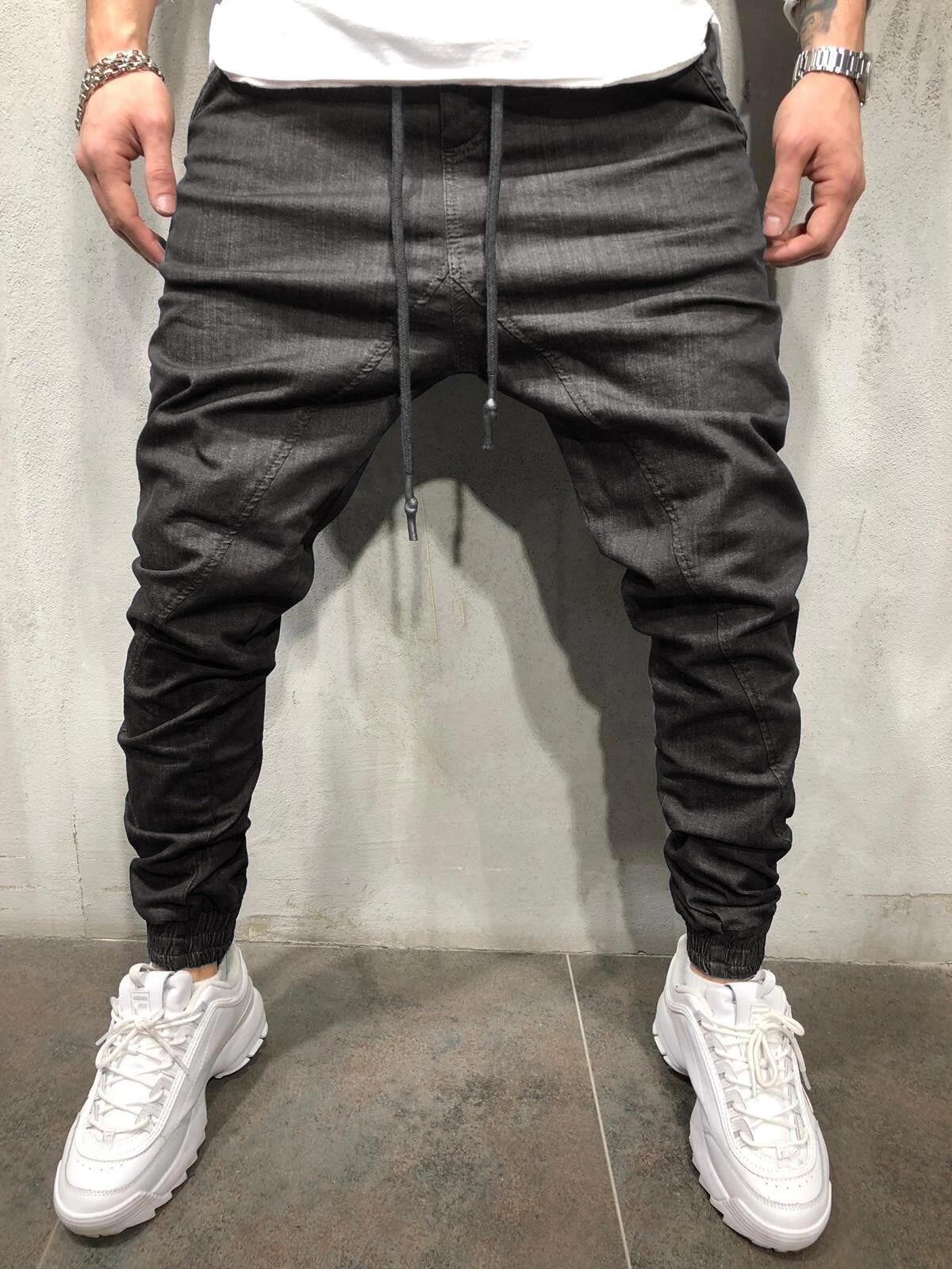 Pure Color Men's Casual Sports Pants Drawstring Pants