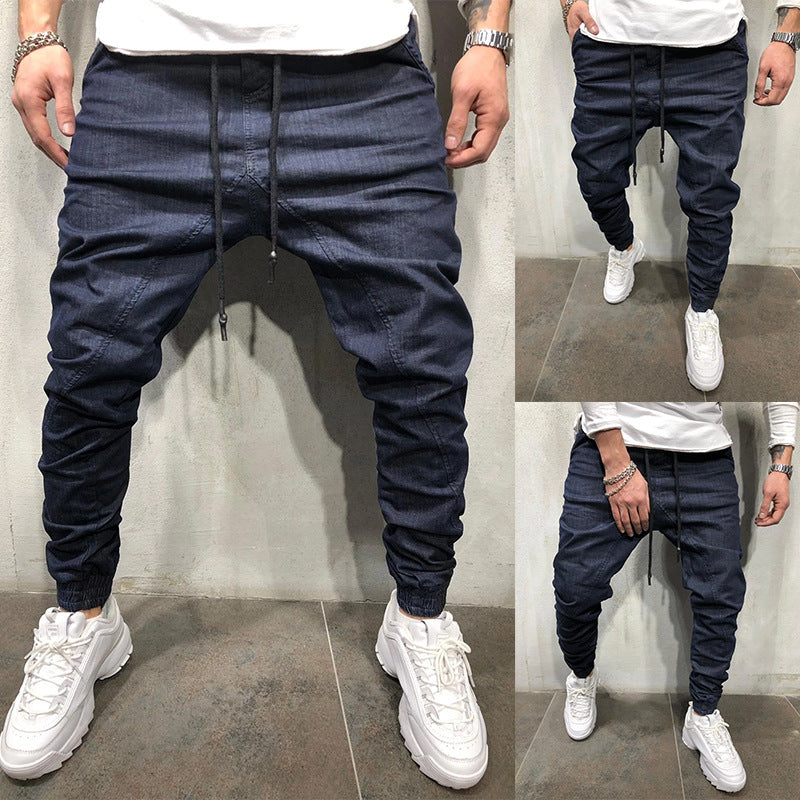 Pure Color Men's Casual Sports Pants Drawstring Pants