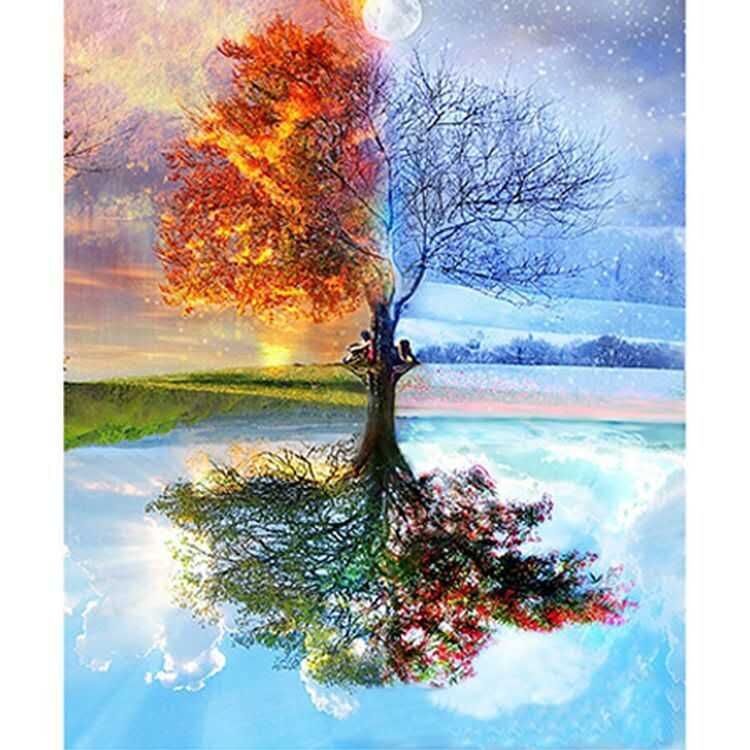 New Full Diamond Diy Tree Reflection Diamond Painting Home Decoration Painting