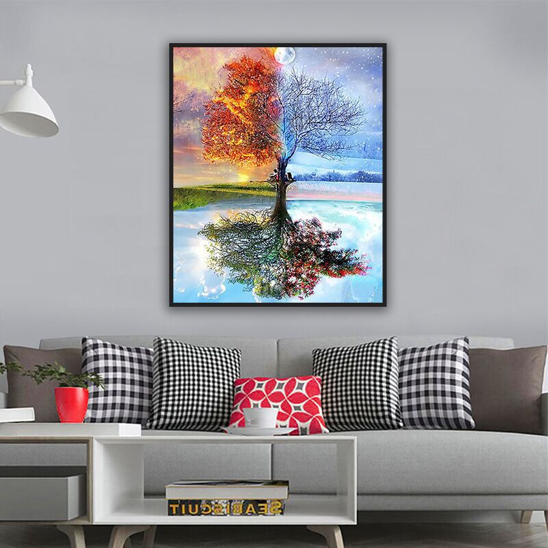 New Full Diamond Diy Tree Reflection Diamond Painting Home Decoration Painting