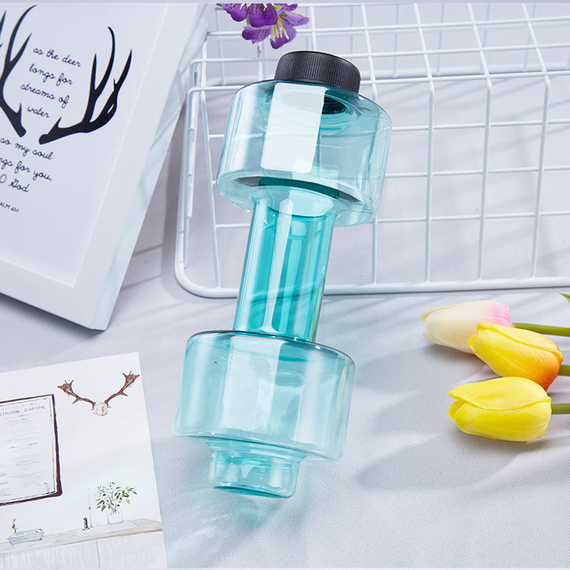 Dumbbell Water Bottle Fitness Creative Portable Plastic Water Bottle Sports Water Cup Large Capacity Space Cup 