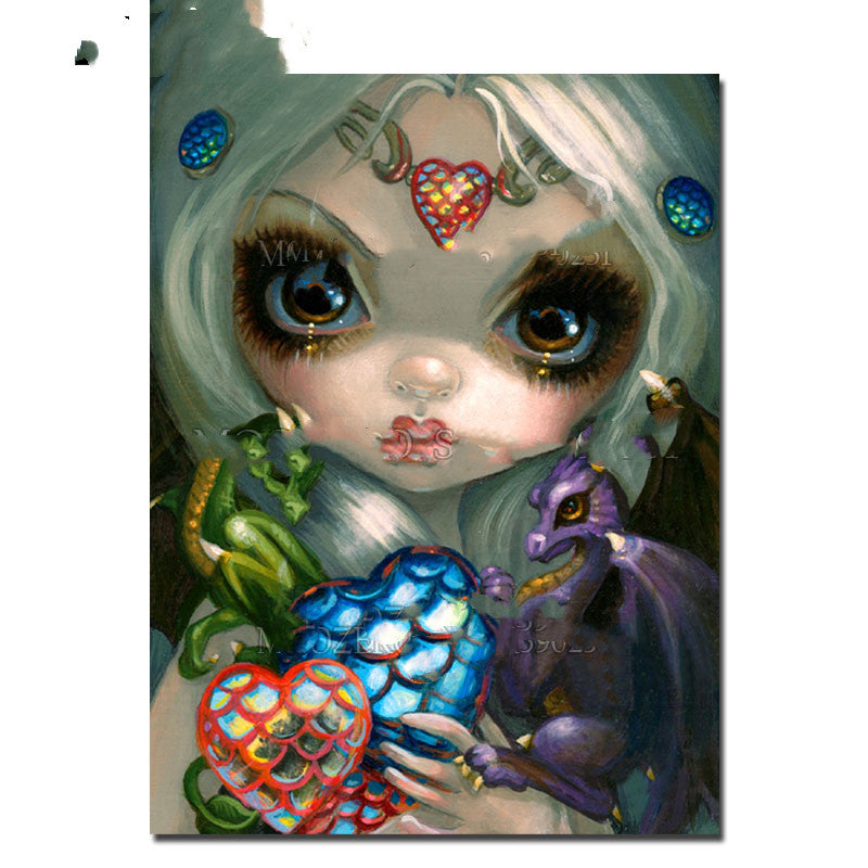 Diy Diamond Painting Cartoon Girl Full Square Round Diamond Embroidered