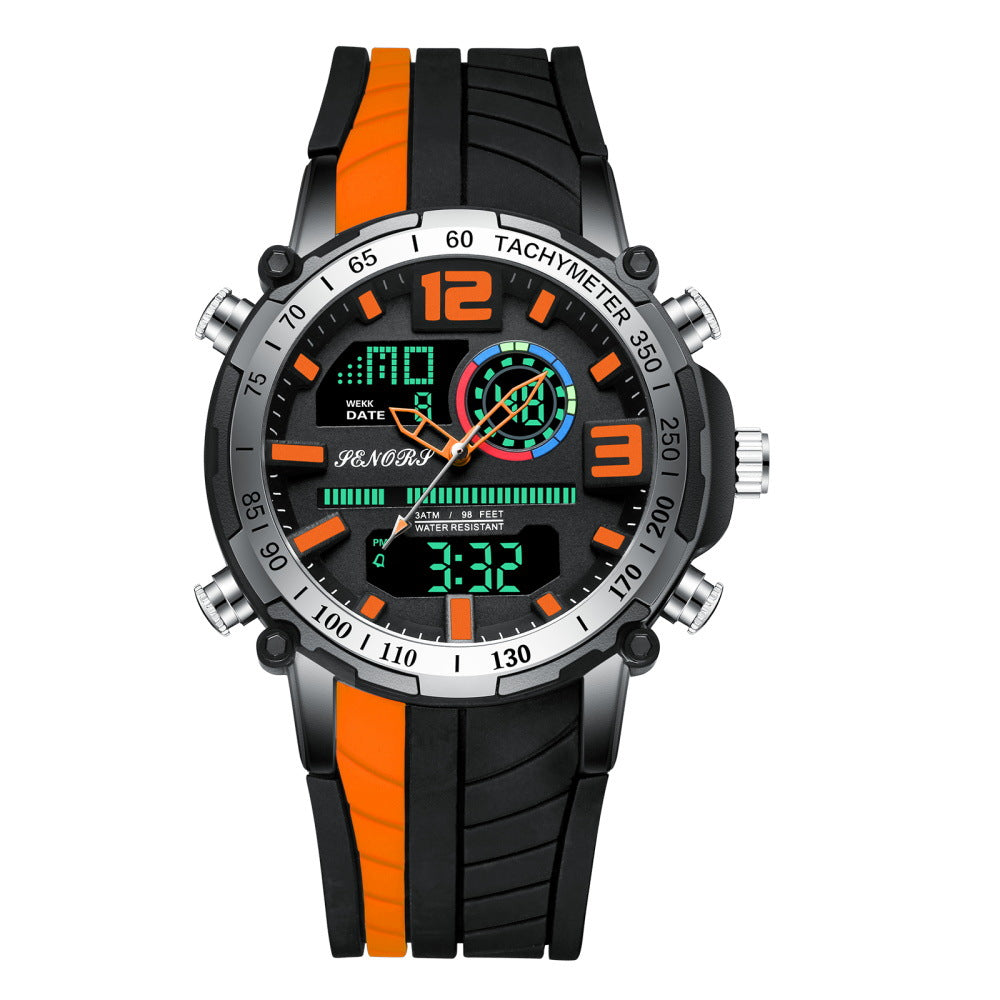 Multifunctional dual display men's watch