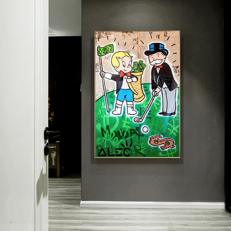 Old Man And Child Cartoon Hanging Paintings